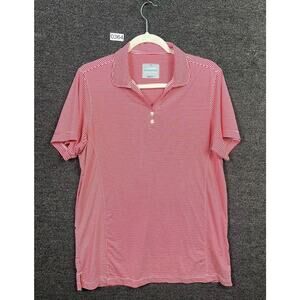 Oobe Golf Polo Shirt Mens Size L Red Striped  Short Sleeve Collared
